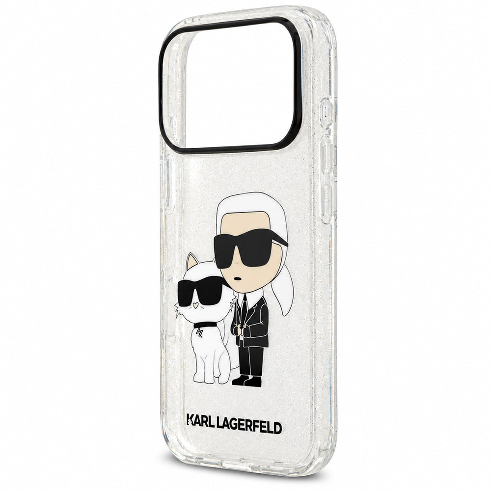 Capa para Apple iPhone 18 Pro / 17 Pro, Karl Lagerfeld, IML Glitter Karl and Choupette NFT, Transparente