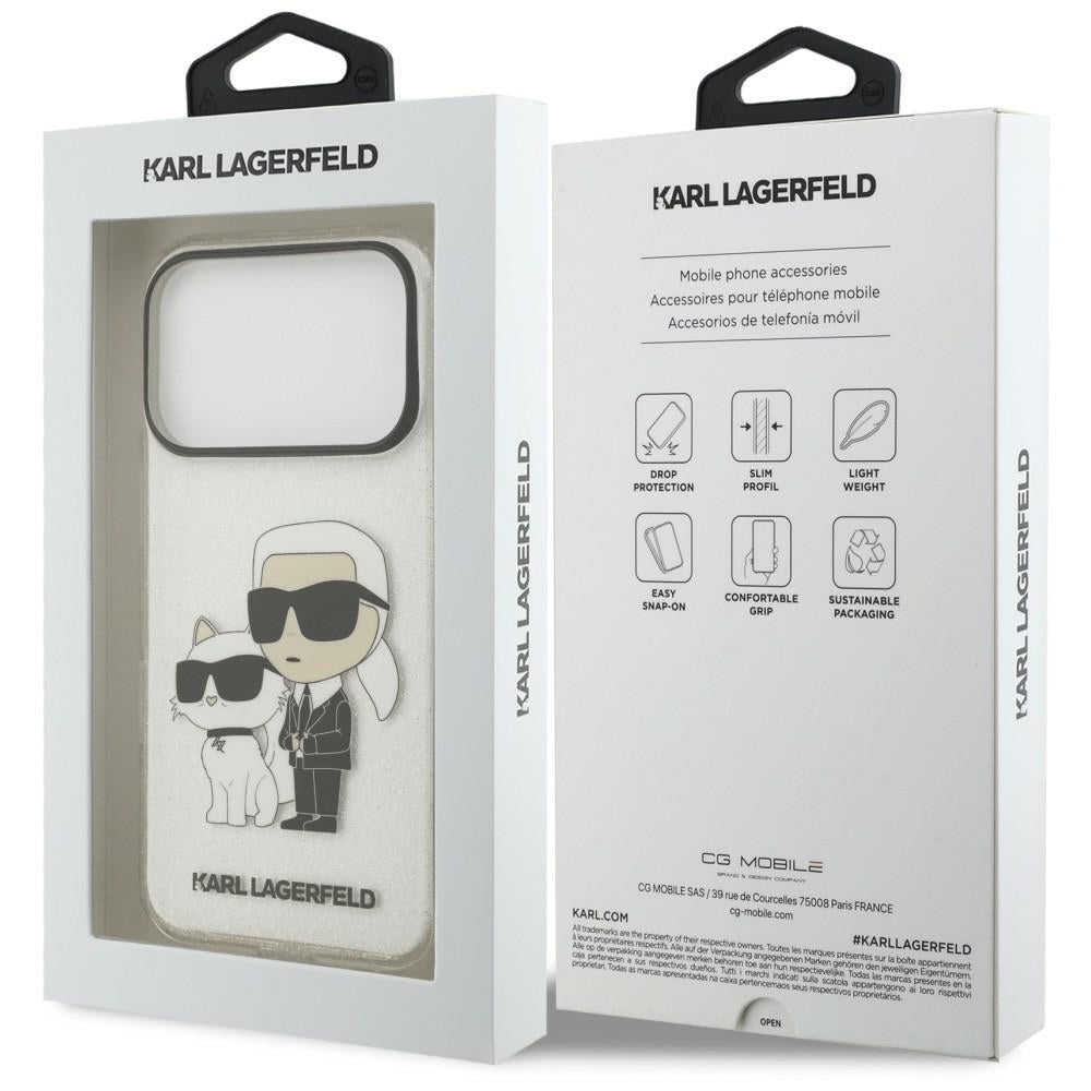Capa para Apple iPhone 18 Pro / 17 Pro, Karl Lagerfeld, IML Glitter Karl and Choupette NFT, Transparente
