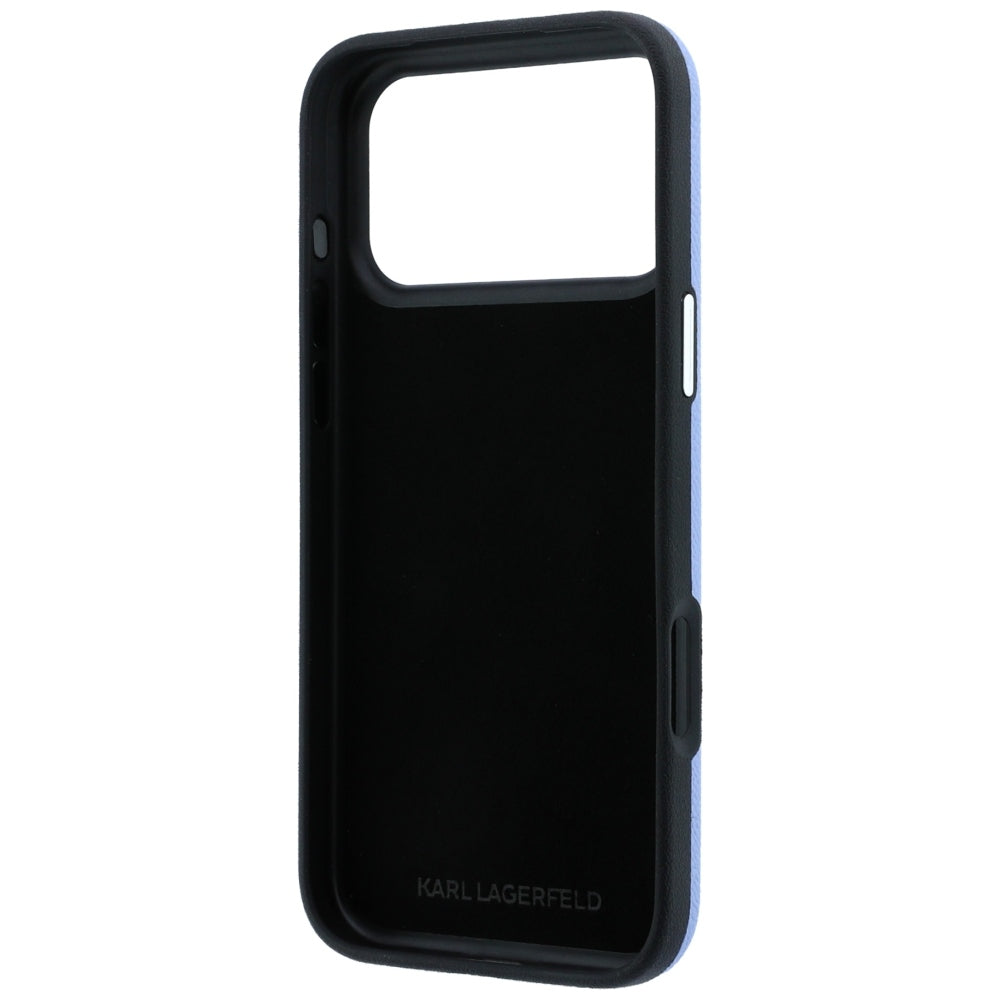 Capa para Apple iPhone 18 Pro / 17 Pro, Karl Lagerfeld, Logo Assinatura de Resina Lisa Grande, Azul