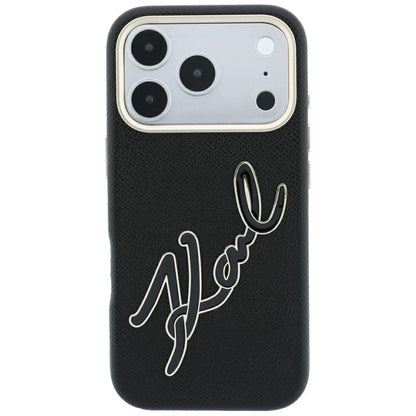 Capa para Apple iPhone 18 Pro / 17 Pro, Karl Lagerfeld, Smooth Big Resin Signature Logo, Preta