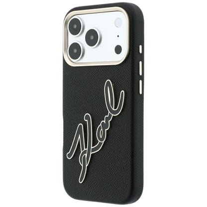 Capa para Apple iPhone 18 Pro / 17 Pro, Karl Lagerfeld, Smooth Big Resin Signature Logo, Preta
