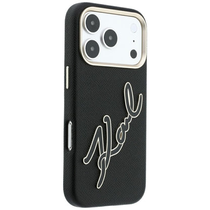 Capa para Apple iPhone 18 Pro / 17 Pro, Karl Lagerfeld, Smooth Big Resin Signature Logo, Preta