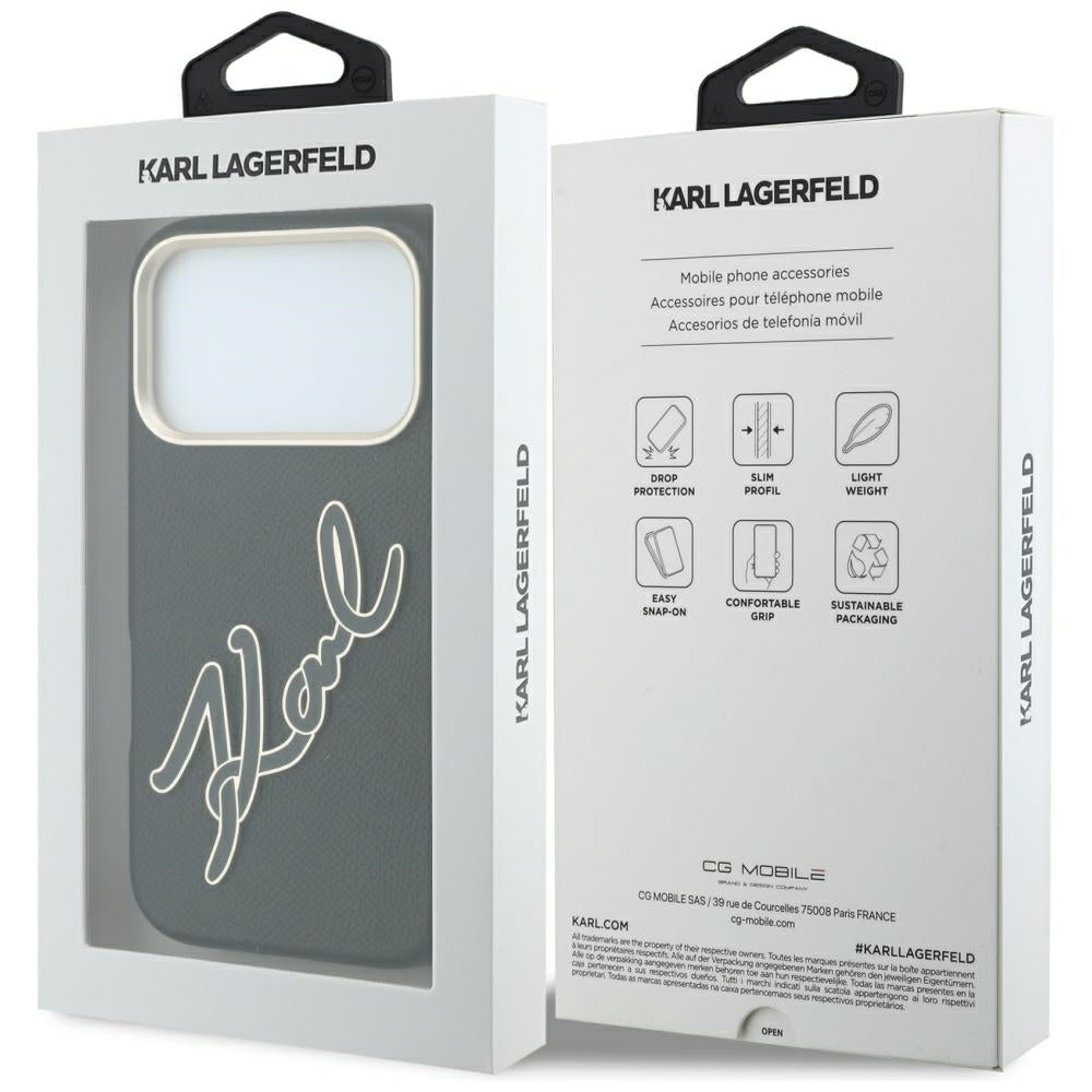 Capa para Apple iPhone 18 Pro / 17 Pro, Karl Lagerfeld, Smooth Big Resin Signature Logo, Preta