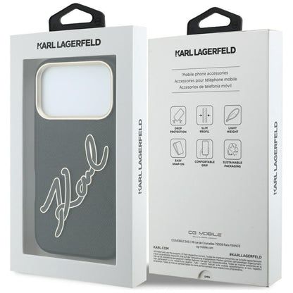 Capa para Apple iPhone 18 Pro / 17 Pro, Karl Lagerfeld, Smooth Big Resin Signature Logo, Preta
