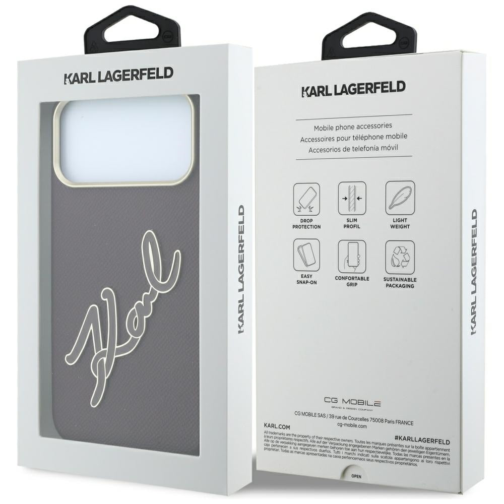 Capa para Apple iPhone 18 Pro / 17 Pro, Karl Lagerfeld, Logótipo de Resina Lisa Grande, Vinho