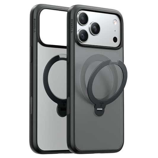 Capa MagSafe para Apple iPhone 18 Pro / 17 Pro, Torras, Ostand Spin, Preta