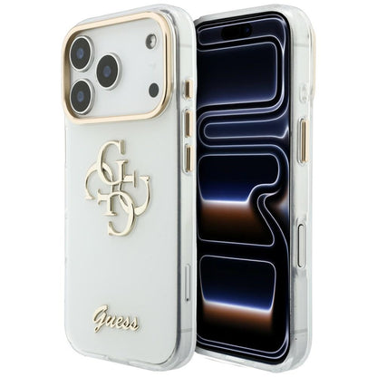 Capa para Apple iPhone 18 Pro, Guess, IML 4G Metal Script, Branca
