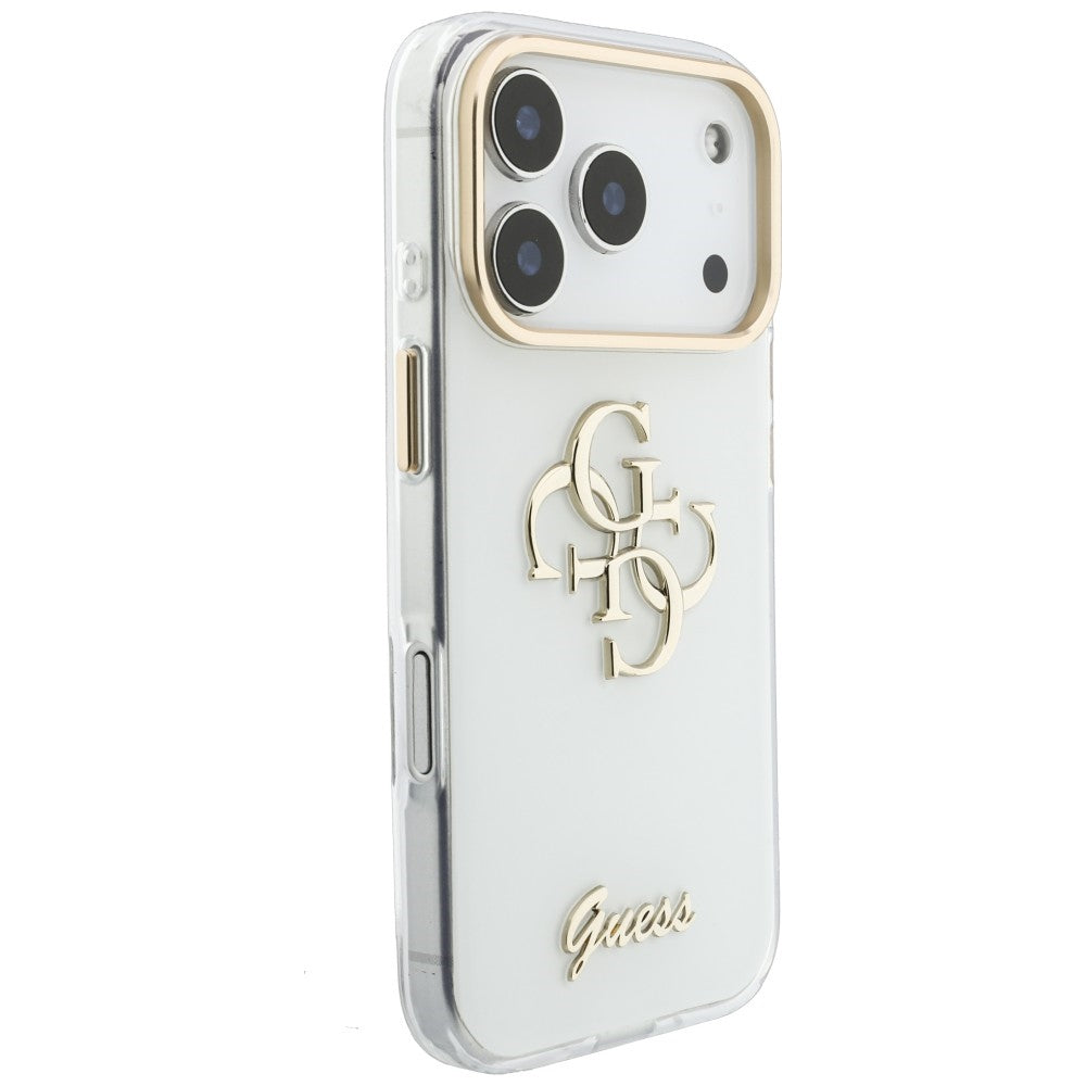 Capa para Apple iPhone 18 Pro, Guess, IML 4G Metal Script, Branca