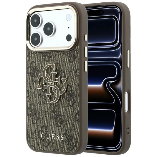 Capa para Apple iPhone 18 Pro Max / 17 Pro Max, Guess, Logótipo 4G Grande em Resina, Castanha