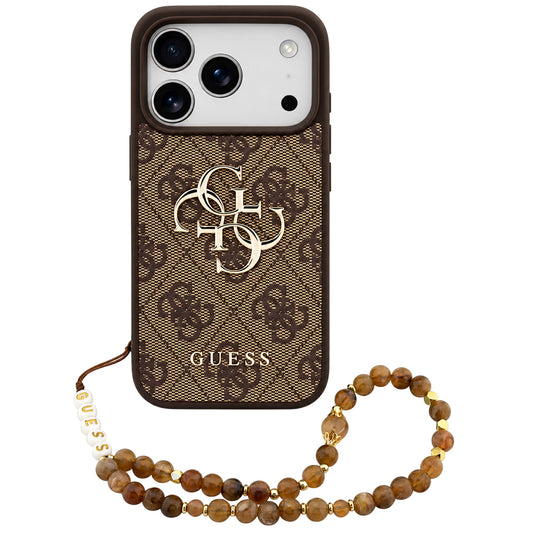Capa para Apple iPhone 18 Pro Max / 17 Pro Max, Guess, 4G Classic Logo com Alça, Castanha
