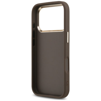 Capa para Apple iPhone 18 Pro Max / 17 Pro Max, Guess, 4G Classic Logo com Alça, Castanho Dourado