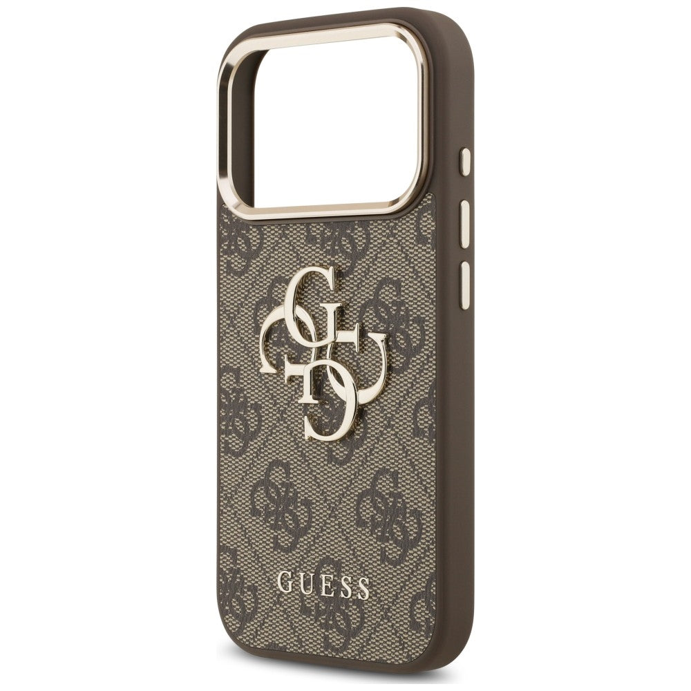 Capa para Apple iPhone 18 Pro Max / 17 Pro Max, Guess, 4G Classic Logo com Alça, Castanho Dourado