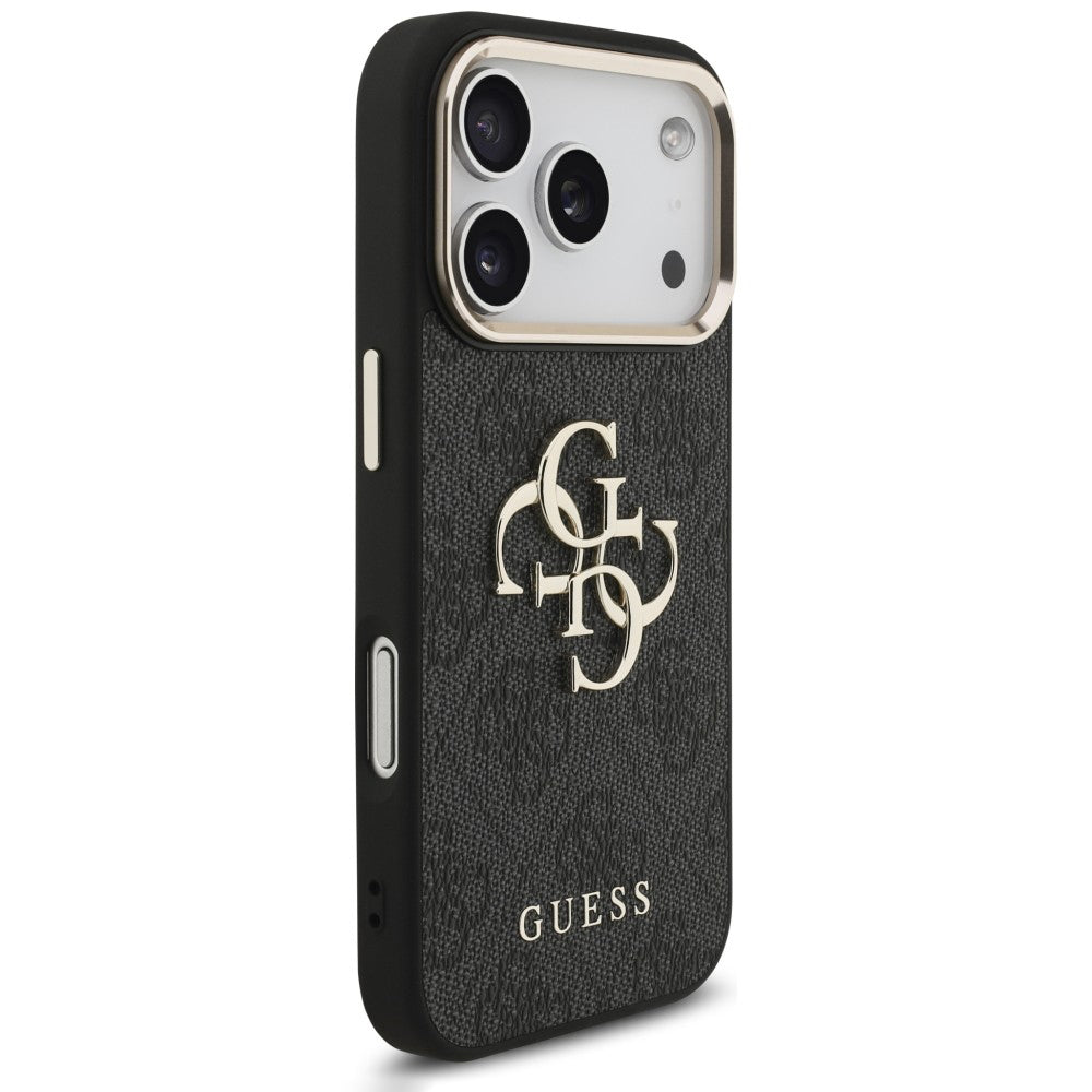 Capa para Apple iPhone 18 Pro Max / 17 Pro Max, Guess, 4G Classic Logo com Alça, Preto Dourado