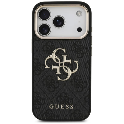 Capa para Apple iPhone 18 Pro Max / 17 Pro Max, Guess, 4G Classic Logo com Alça, Preto Dourado