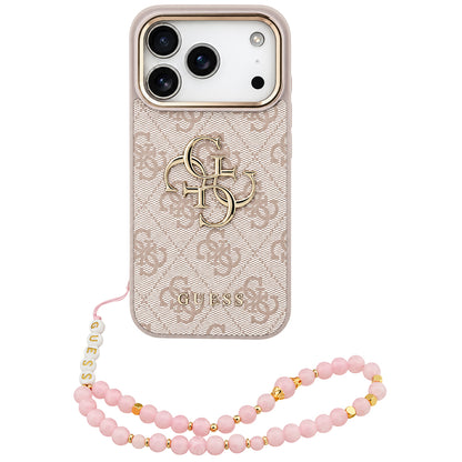 Capa para Apple iPhone 18 Pro Max / 17 Pro Max, Guess, 4G Classic Logo com Alça, Rosa Dourado