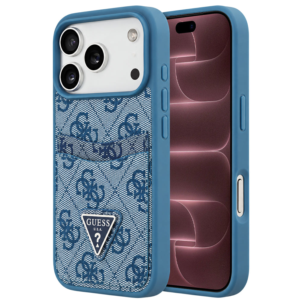 Capa para Apple iPhone 18 Pro Max / 17 Pro Max, Guess, 4G Double Card Triangle, Azul