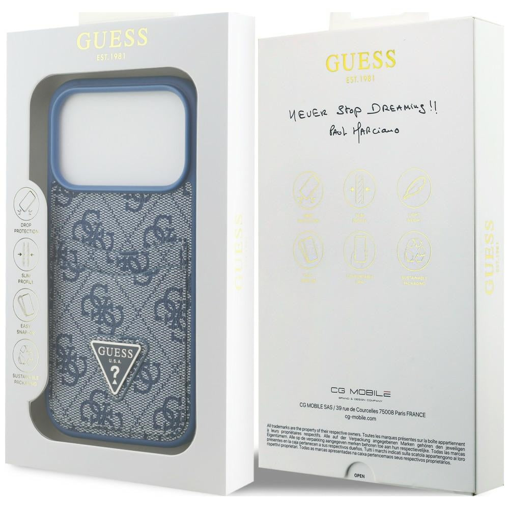 Capa para Apple iPhone 18 Pro Max / 17 Pro Max, Guess, 4G Double Card Triangle, Azul
