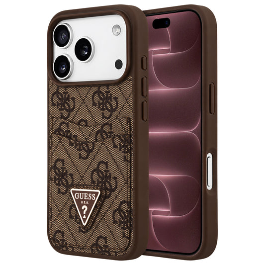 Capa para Apple iPhone 18 Pro Max / 17 Pro Max, Guess, 4G Double Card Triangle, Castanha