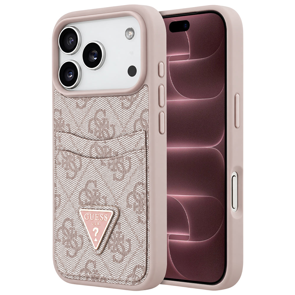 Capa para Apple iPhone 18 Pro Max / 17 Pro Max, Guess, 4G Double Card Triangle, Rosa
