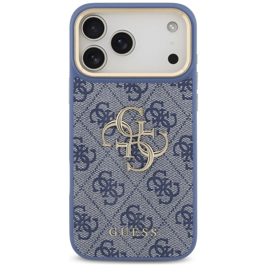 Capa para Apple iPhone 18 Pro Max / 17 Pro Max, Guess, Big 4G Classic Logo & Big Strap Metal Buttons, Azul