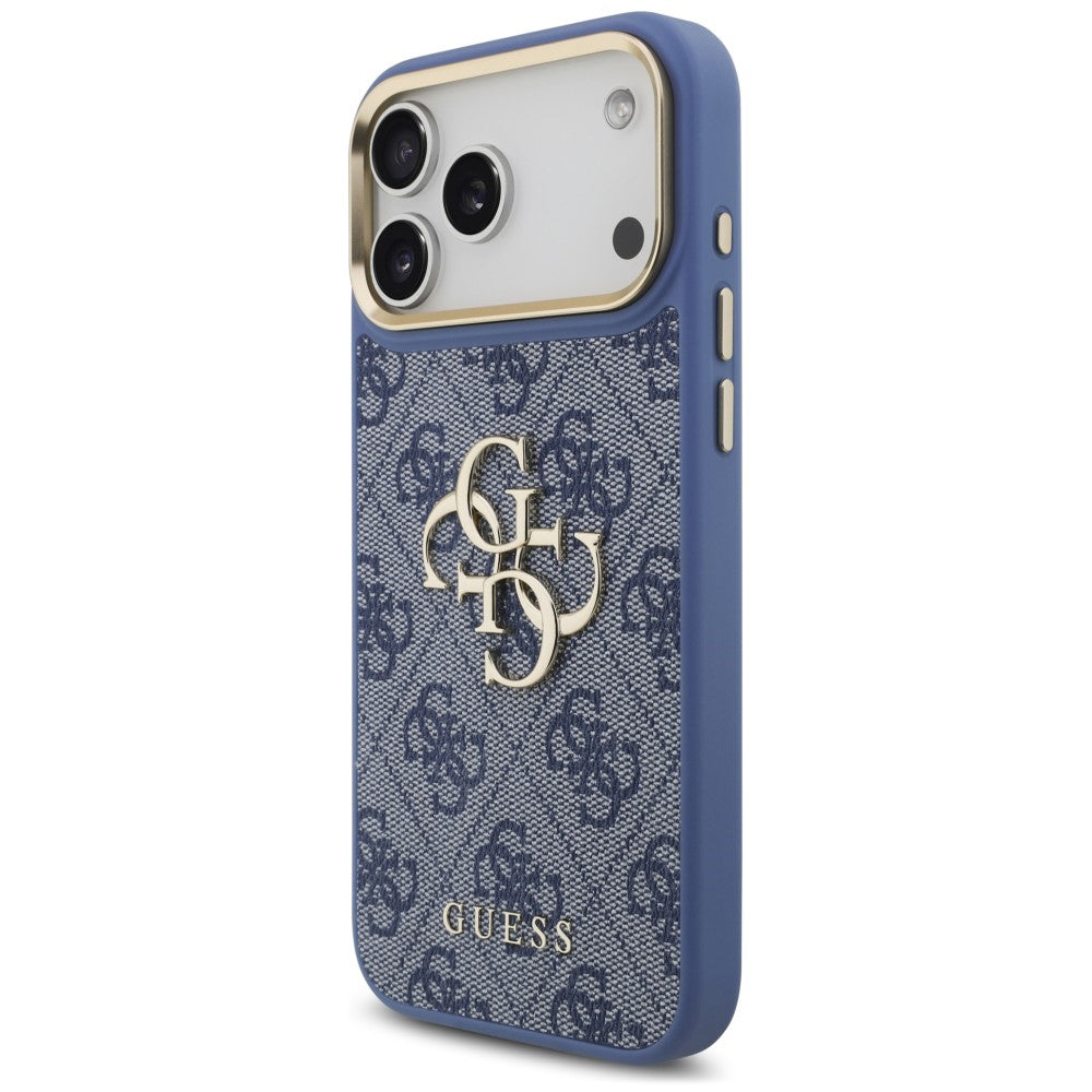 Case for Apple iPhone 18 Pro Max / 17 Pro Max, Guess, Big 4G Classic Logo & Big Strap Metal Buttons, Blue