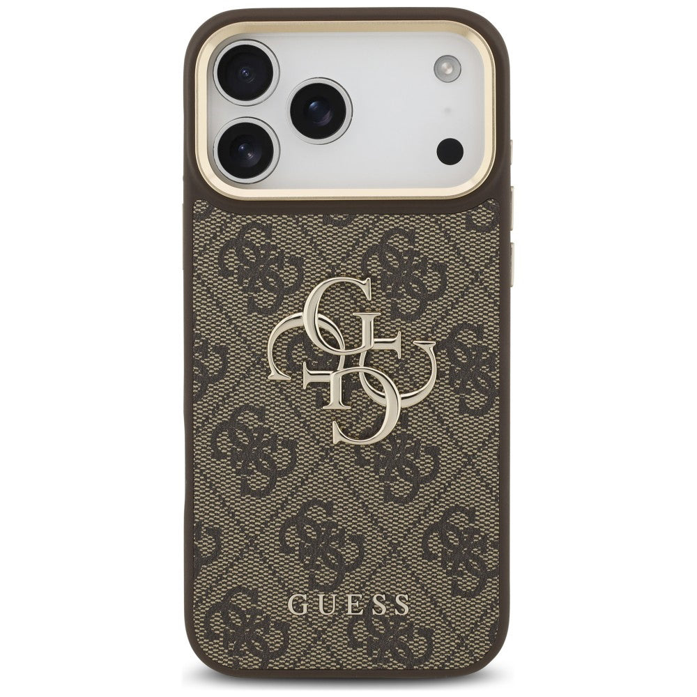 Capa para Apple iPhone 18 Pro Max / 17 Pro Max, Guess, Big 4G Classic Logo & Big Strap Metal Buttons, Castanha