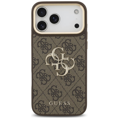 Capa para Apple iPhone 18 Pro Max / 17 Pro Max, Guess, Big 4G Classic Logo & Big Strap Metal Buttons, Castanha