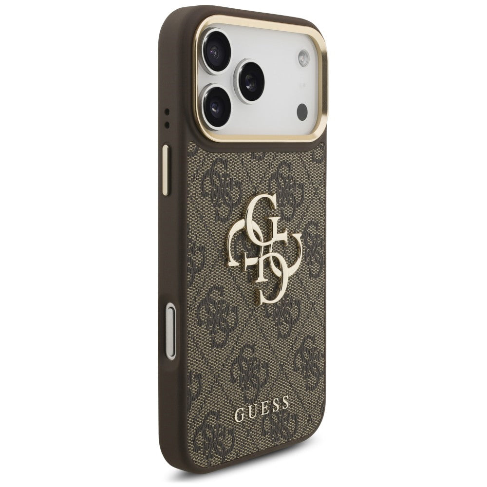 Capa para Apple iPhone 18 Pro Max / 17 Pro Max, Guess, Big 4G Classic Logo & Big Strap Metal Buttons, Castanha