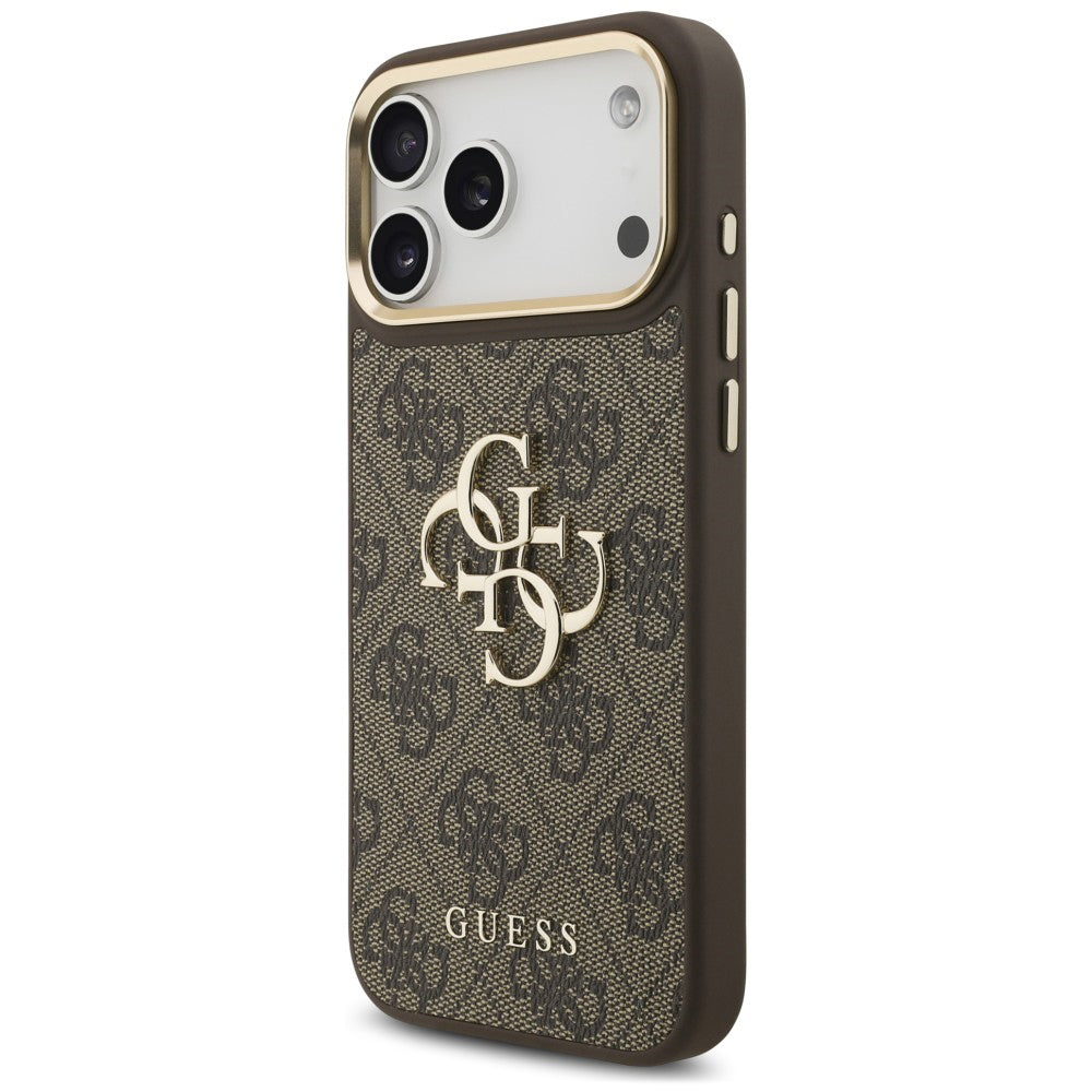 Capa para Apple iPhone 18 Pro Max / 17 Pro Max, Guess, Big 4G Classic Logo & Big Strap Metal Buttons, Castanha