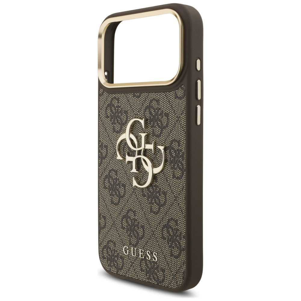 Capa para Apple iPhone 18 Pro Max / 17 Pro Max, Guess, Big 4G Classic Logo & Big Strap Metal Buttons, Castanha