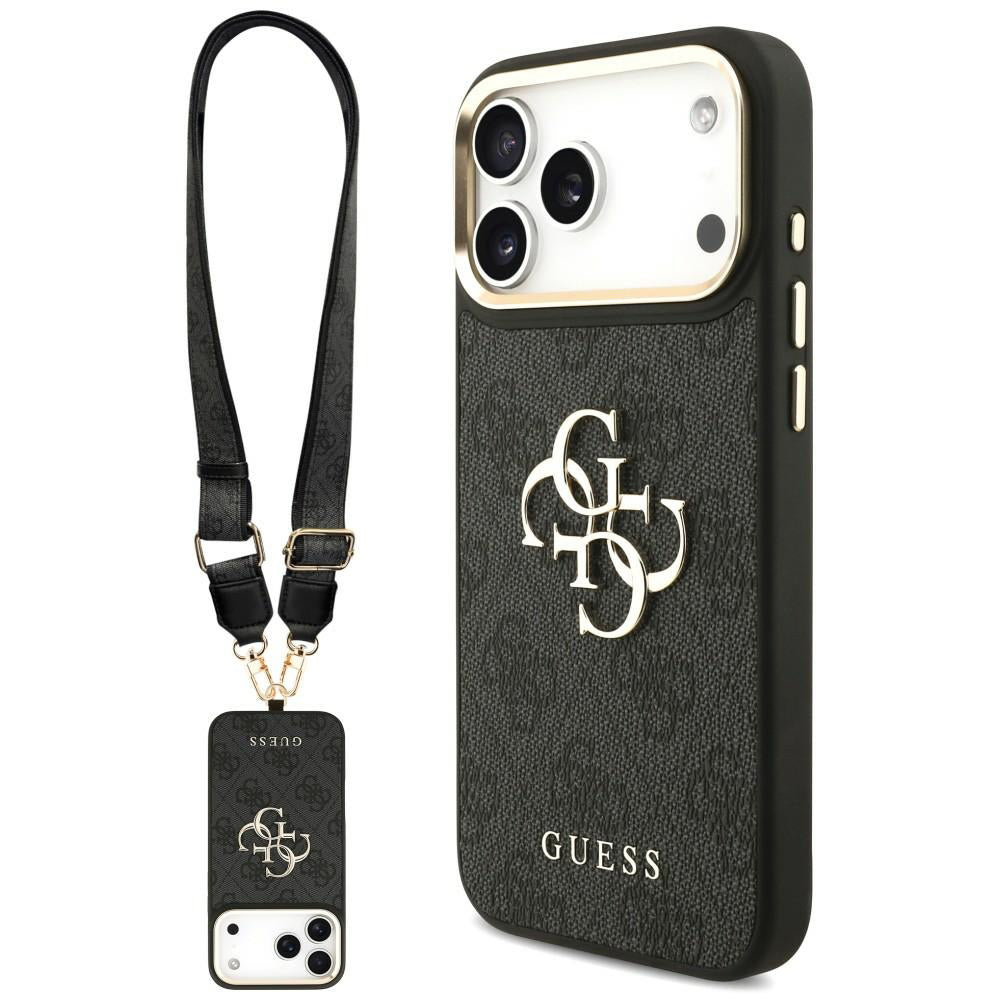 Capa para Apple iPhone 18 Pro Max / 17 Pro Max, Guess, Big 4G Classic Logo & Big Strap Metal Buttons, Preta