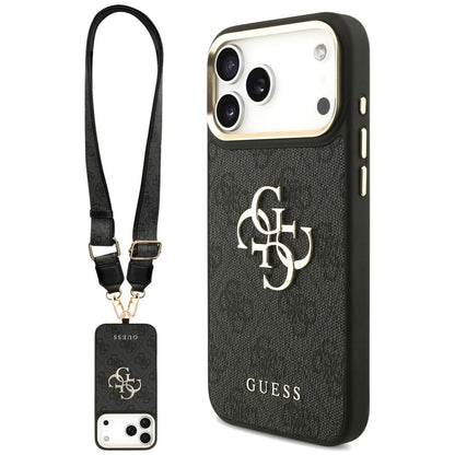 Capa para Apple iPhone 18 Pro Max / 17 Pro Max, Guess, Big 4G Classic Logo & Big Strap Metal Buttons, Preta