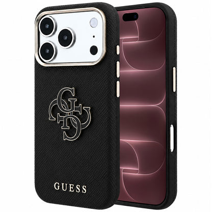 Capa para Apple iPhone 18 Pro Max / 17 Pro Max, Guess, Logo Grande em Resina Granulada, Preta