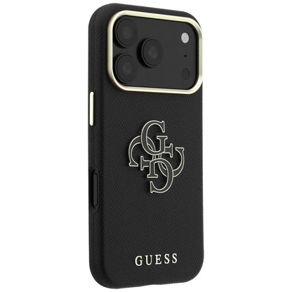 Capa para Apple iPhone 18 Pro Max / 17 Pro Max, Guess, Logo Grande em Resina Granulada, Preta