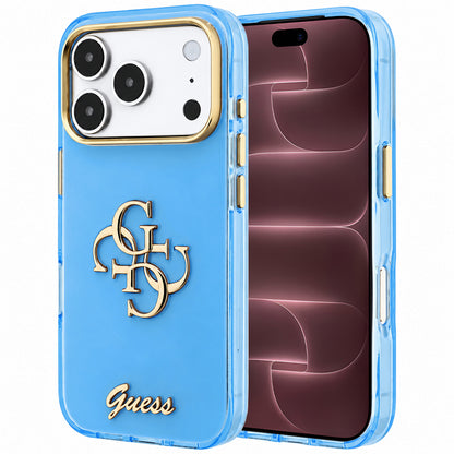 Capa para Apple iPhone 18 Pro Max / 17 Pro Max, Guess, IML 4G Metal Script, Azul
