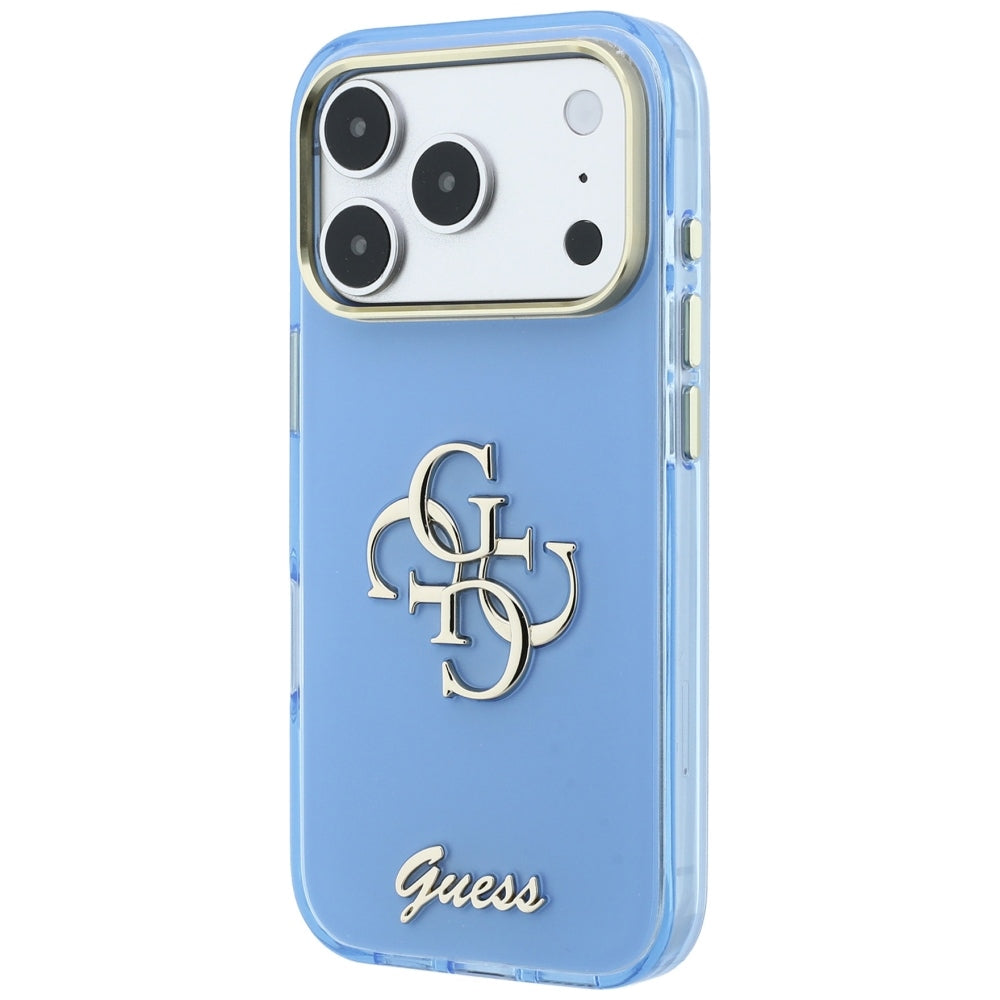 Capa para Apple iPhone 18 Pro Max / 17 Pro Max, Guess, IML 4G Metal Script, Azul
