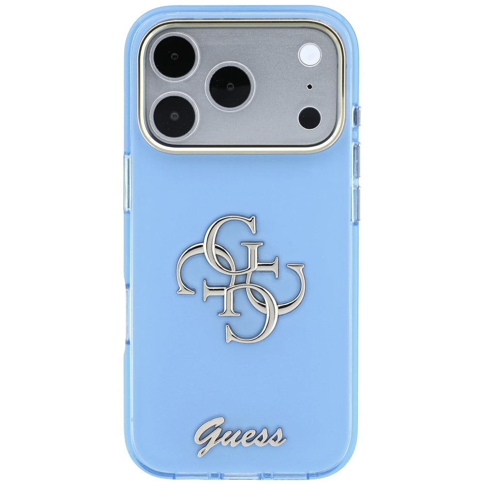 Capa para Apple iPhone 18 Pro Max / 17 Pro Max, Guess, IML 4G Metal Script, Azul