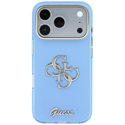 Capa para Apple iPhone 18 Pro Max / 17 Pro Max, Guess, IML 4G Metal Script, Azul