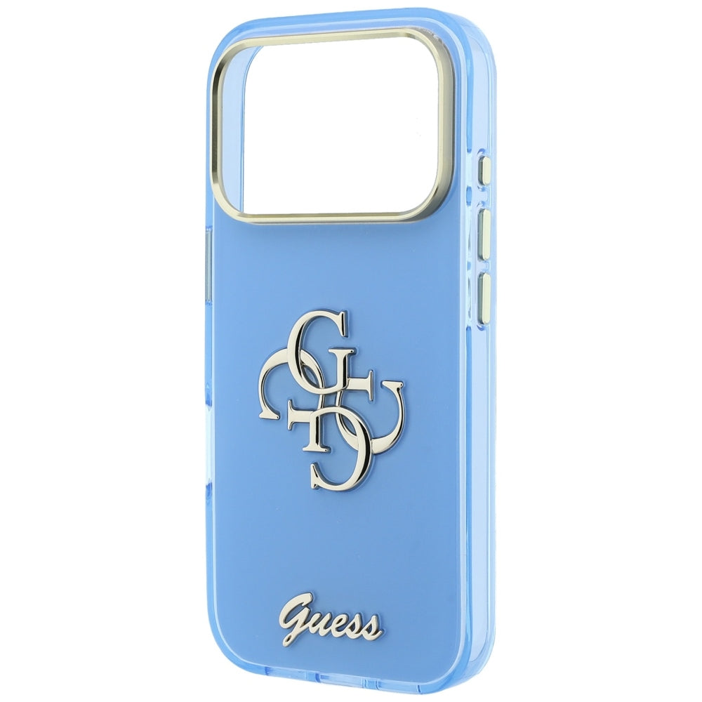 Capa para Apple iPhone 18 Pro Max / 17 Pro Max, Guess, IML 4G Metal Script, Azul