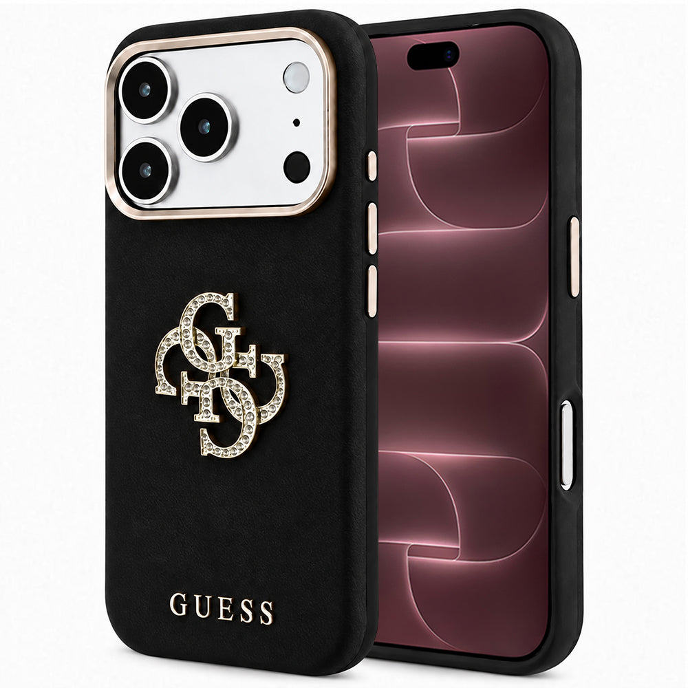 Capa para Apple iPhone 18 Pro Max / 17 Pro Max, Guess, Smooth Big Strass Logo, Preta