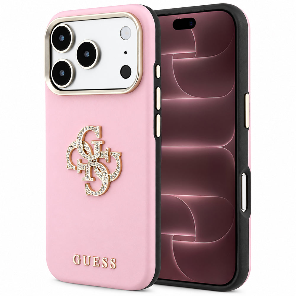 Capa para Apple iPhone 18 Pro Max / 17 Pro Max, Guess, Smooth Big Strass Logo, Rosa