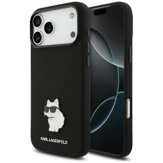 Capa para Apple iPhone 18 Pro Max / 17 Pro Max, Karl Lagerfeld, Choupette Metal Pin, Preta