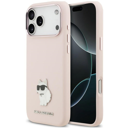 Capa para Apple iPhone 18 Pro Max / 17 Pro Max, Karl Lagerfeld, Choupette Metal Pin, Rosa