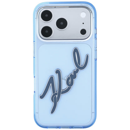 Capa para Apple iPhone 18 Pro Max / 17 Pro Max, Karl Lagerfeld, IML Big Signature Resin Logo Metal Frame, Azul