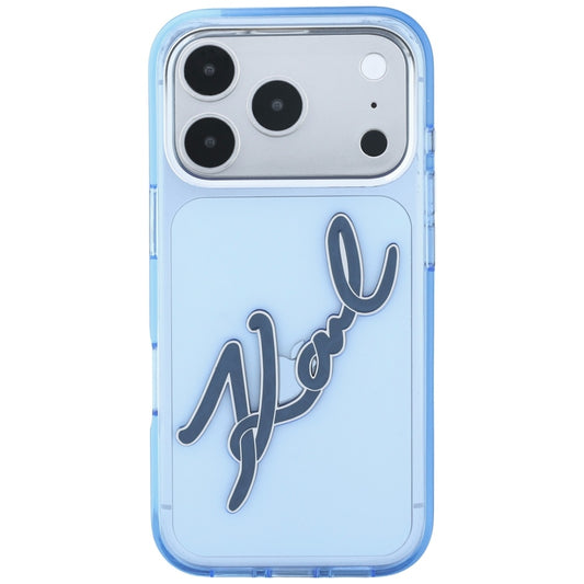 Capa para Apple iPhone 18 Pro Max / 17 Pro Max, Karl Lagerfeld, IML Big Signature Resin Logo Metal Frame, Azul