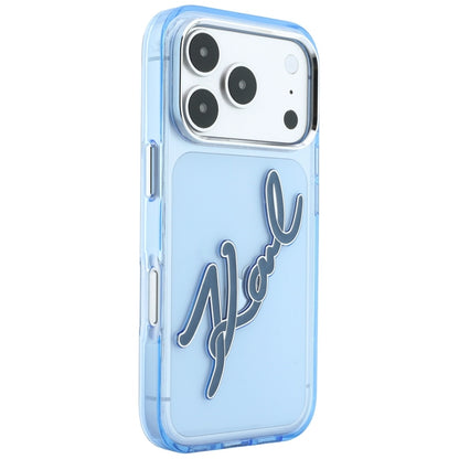 Capa para Apple iPhone 18 Pro Max / 17 Pro Max, Karl Lagerfeld, IML Big Signature Resin Logo Metal Frame, Azul