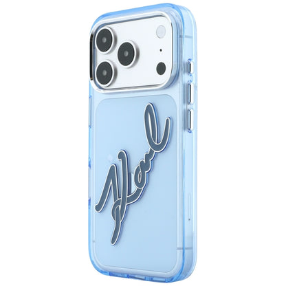 Capa para Apple iPhone 18 Pro Max / 17 Pro Max, Karl Lagerfeld, IML Big Signature Resin Logo Metal Frame, Azul