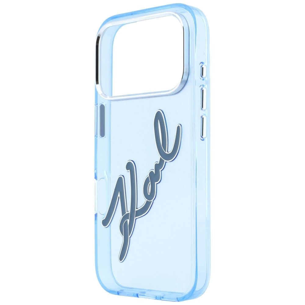 Capa para Apple iPhone 18 Pro Max / 17 Pro Max, Karl Lagerfeld, IML Big Signature Resin Logo Metal Frame, Azul