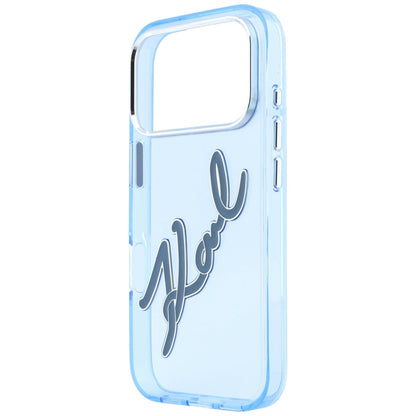 Capa para Apple iPhone 18 Pro Max / 17 Pro Max, Karl Lagerfeld, IML Big Signature Resin Logo Metal Frame, Azul