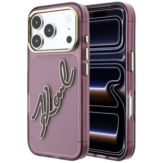 Capa para Apple iPhone 18 Pro Max / 17 Pro Max, Karl Lagerfeld, IML Big Signature Resin Logo Metal Frame, Vinho